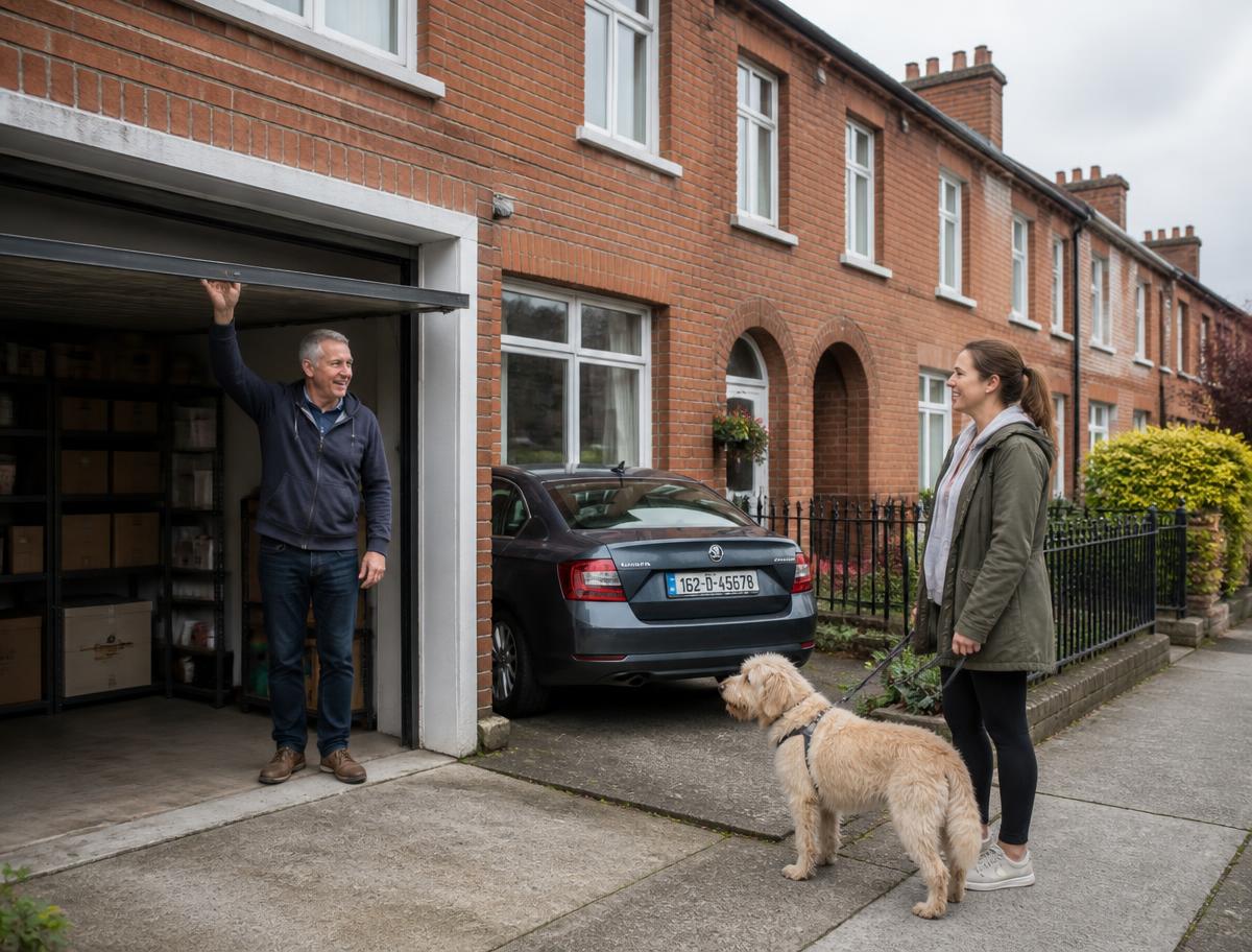Dublin neighbours sharing a garage, driveway and home for storage, parking and pet care